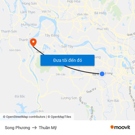 Song Phương to Thuần Mỹ map