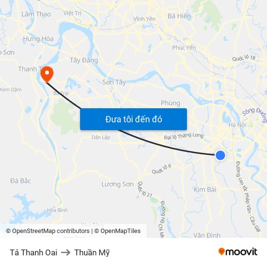 Tả Thanh Oai to Thuần Mỹ map