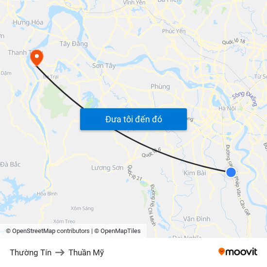 Thường Tín to Thuần Mỹ map