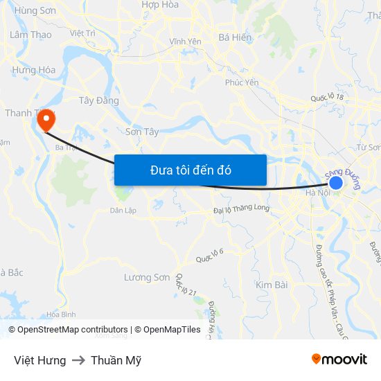 Việt Hưng to Thuần Mỹ map