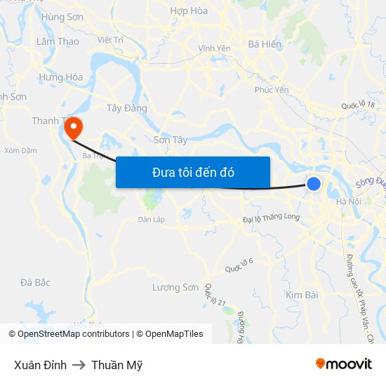 Xuân Đỉnh to Thuần Mỹ map