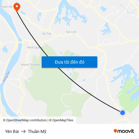 Yên Bài to Thuần Mỹ map