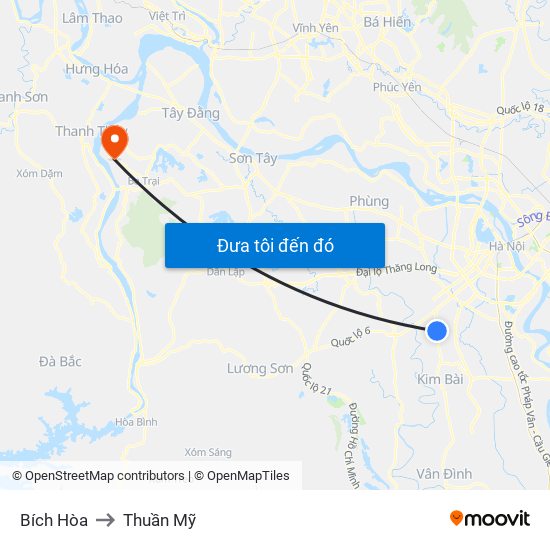 Bích Hòa to Thuần Mỹ map