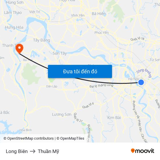 Long Biên to Thuần Mỹ map