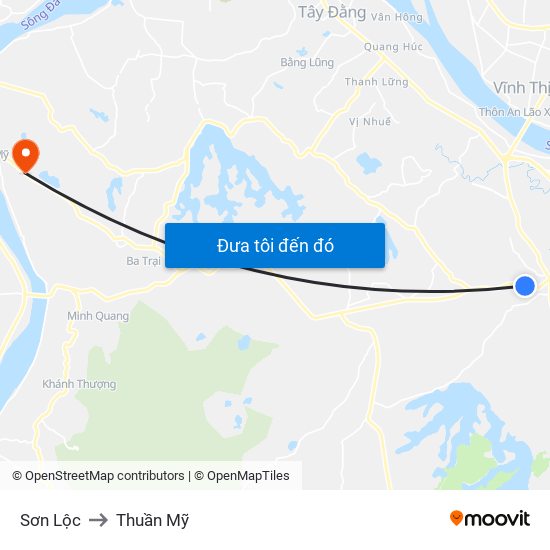 Sơn Lộc to Thuần Mỹ map