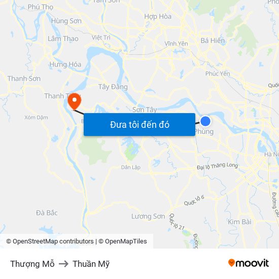 Thượng Mỗ to Thuần Mỹ map