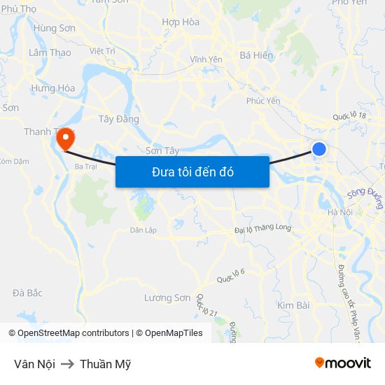 Vân Nội to Thuần Mỹ map