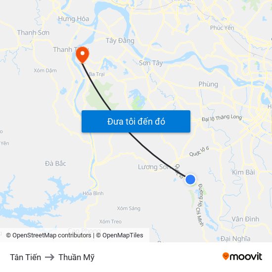 Tân Tiến to Thuần Mỹ map