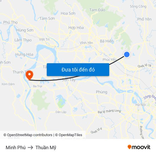 Minh Phú to Thuần Mỹ map