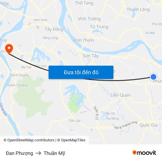 Đan Phượng to Thuần Mỹ map