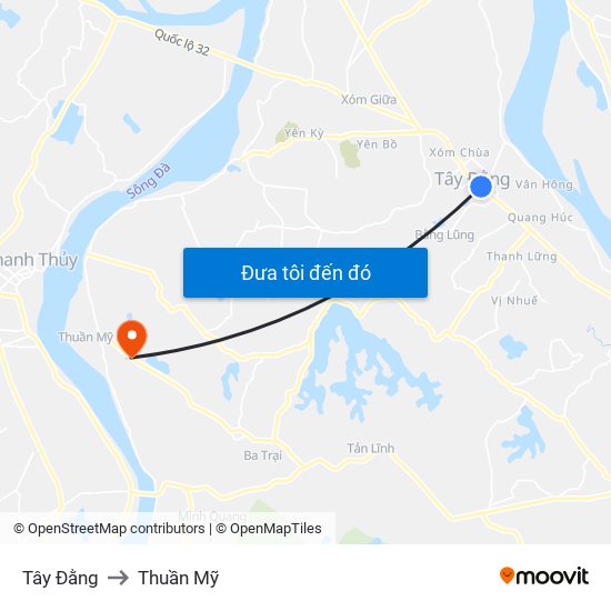 Tây Đằng to Thuần Mỹ map