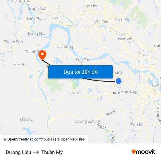 Dương Liễu to Thuần Mỹ map