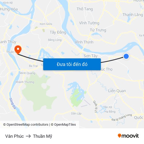 Vân Phúc to Thuần Mỹ map