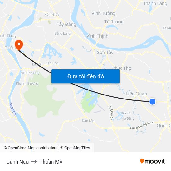 Canh Nậu to Thuần Mỹ map