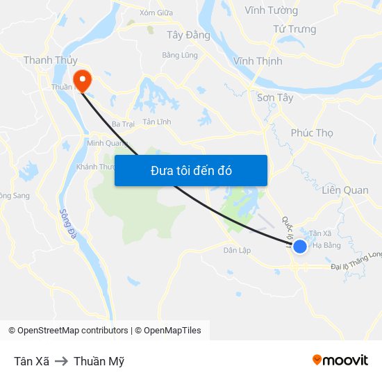 Tân Xã to Thuần Mỹ map