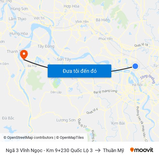 Ngã 3 Vĩnh Ngọc - Km 9+230 Quốc Lộ 3 to Thuần Mỹ map