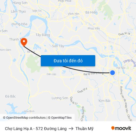 Chợ Láng Hạ A - 572 Đường Láng to Thuần Mỹ map