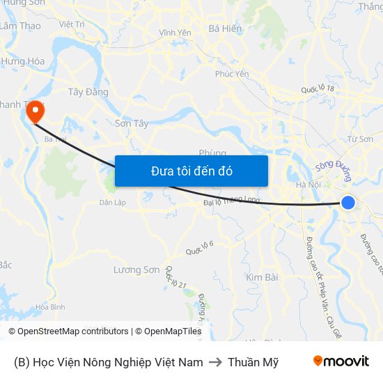 (B) Học Viện Nông Nghiệp Việt Nam to Thuần Mỹ map
