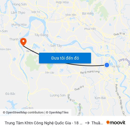 Trung Tâm Khtn Công Nghệ Quốc Gia - 18 Hoàng Quốc Việt to Thuần Mỹ map