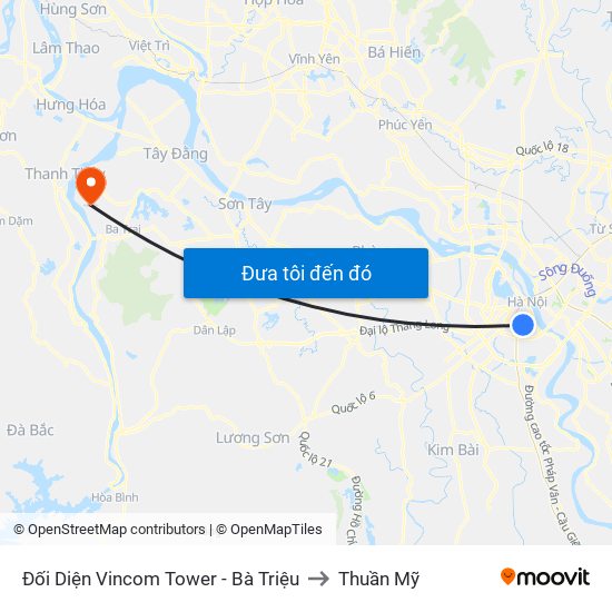 Đối Diện Vincom Tower - Bà Triệu to Thuần Mỹ map