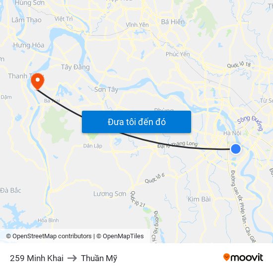 259 Minh Khai to Thuần Mỹ map