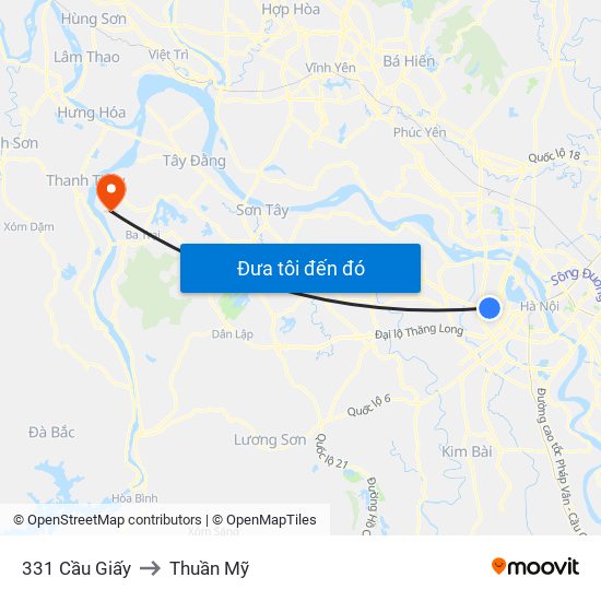 331 Cầu Giấy to Thuần Mỹ map