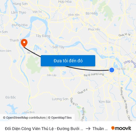 Đối Diện Công Viên Thủ Lệ - Đường Bưởi Dưới to Thuần Mỹ map