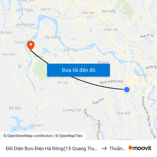 Đối Diện Bưu Điện Hà Đông(15 Quang Trung Hà Đông) to Thuần Mỹ map