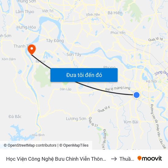 Học Viện Công Nghệ Bưu Chính Viễn Thông - Trần Phú (Hà Đông) to Thuần Mỹ map