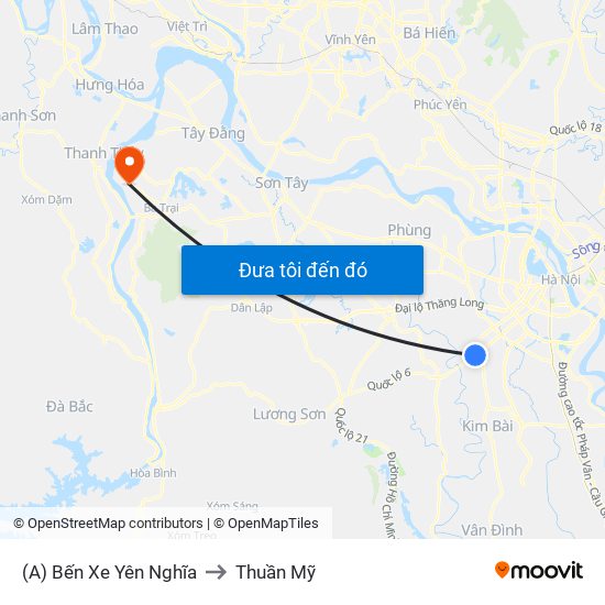 (A) Bến Xe Yên Nghĩa to Thuần Mỹ map