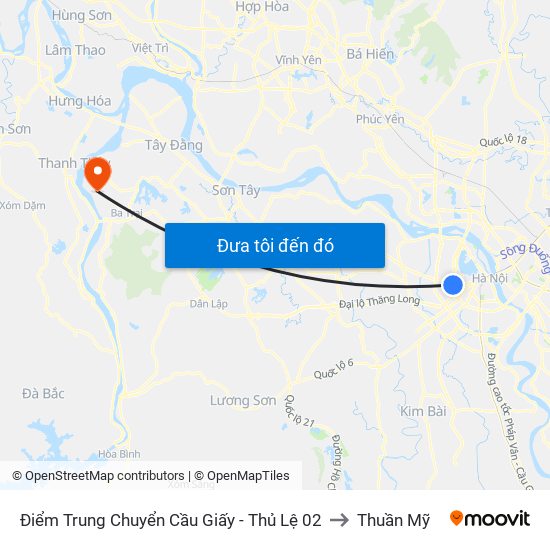 Điểm Trung Chuyển Cầu Giấy - Thủ Lệ 02 to Thuần Mỹ map