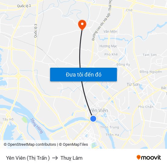 Yên Viên (Thị Trấn ) to Thuỵ Lâm map