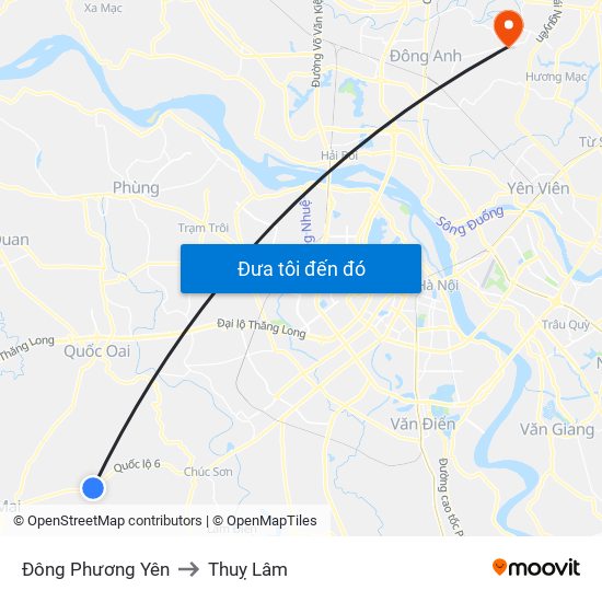 Đông Phương Yên to Thuỵ Lâm map