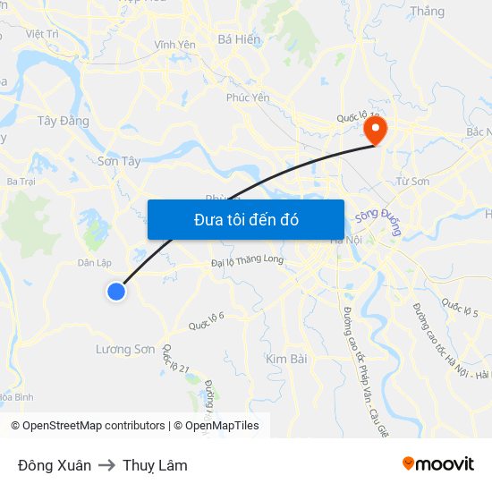 Đông Xuân to Thuỵ Lâm map