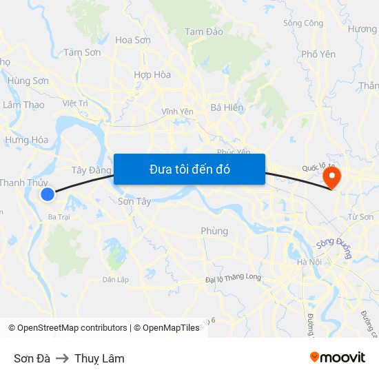 Sơn Đà to Thuỵ Lâm map