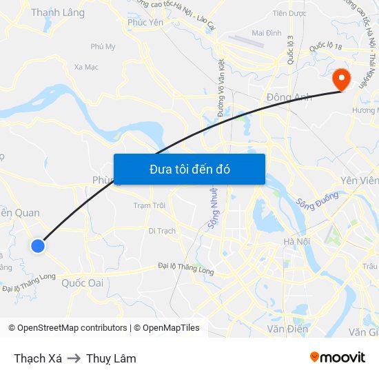 Thạch Xá to Thuỵ Lâm map