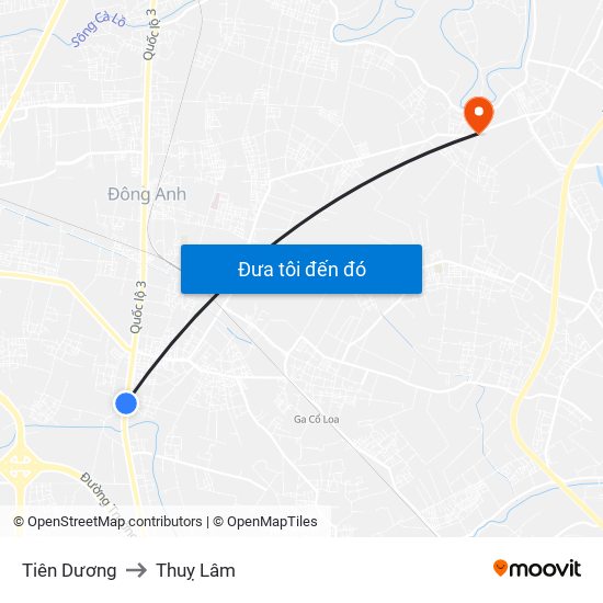 Tiên Dương to Thuỵ Lâm map