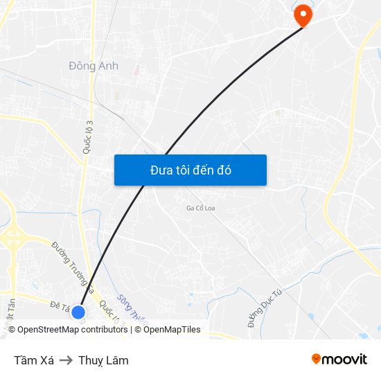 Tầm Xá to Thuỵ Lâm map