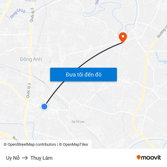 Uy Nỗ to Thuỵ Lâm map