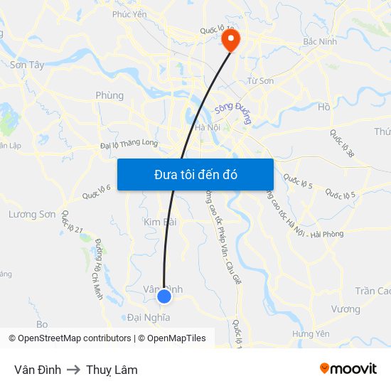 Vân Đình to Thuỵ Lâm map