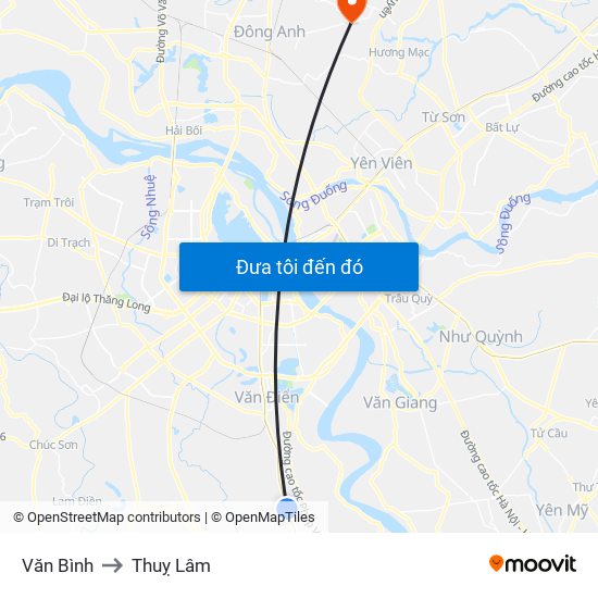 Văn Bình to Thuỵ Lâm map