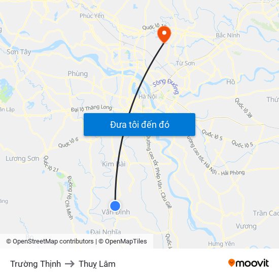 Trường Thịnh to Thuỵ Lâm map