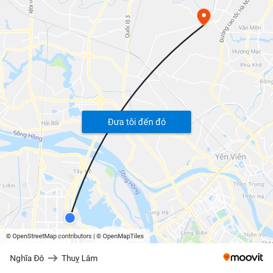 Nghĩa Đô to Thuỵ Lâm map