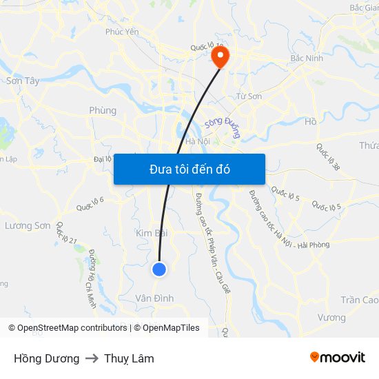 Hồng Dương to Thuỵ Lâm map