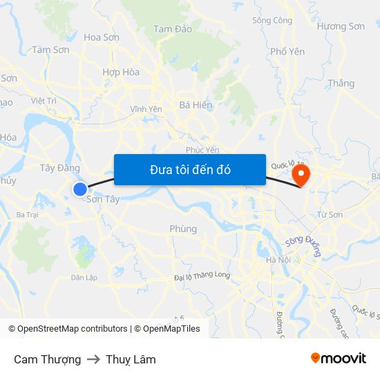 Cam Thượng to Thuỵ Lâm map