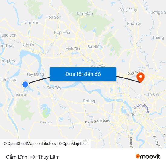 Cẩm Lĩnh to Thuỵ Lâm map