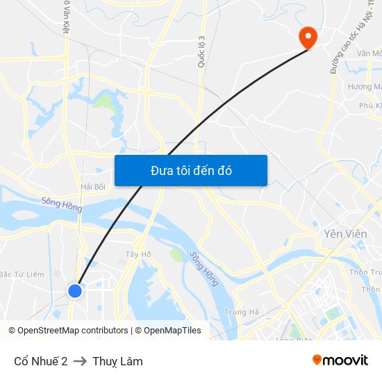 Cổ Nhuế 2 to Thuỵ Lâm map