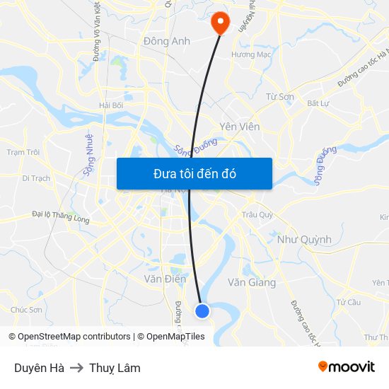 Duyên Hà to Thuỵ Lâm map