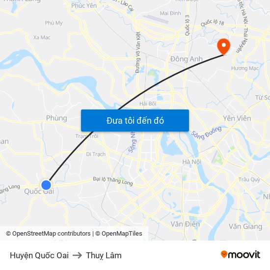 Huyện Quốc Oai to Thuỵ Lâm map