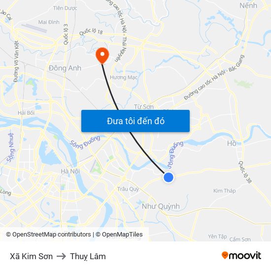 Xã Kim Sơn to Thuỵ Lâm map
